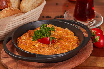 Menemen in Black Cast Iron Skillet