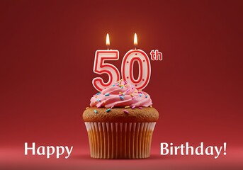 Celebration of milestone birthday with a delightful cupcake and festive candles to mark the