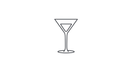 Simple Outline Drawing of a Martini Cocktail Glass.