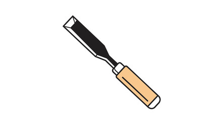 Wood Chisel Tool with Metal Blade and Wooden Handle for Carpentry Work.