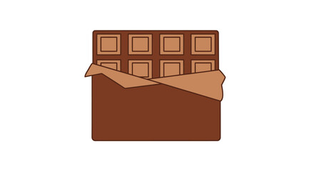 Chocolate Bar with Wrapper Partially Removed Revealing Square Sections.