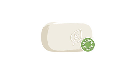 Fototapeta premium A rectangular bar of white soap with a green circular eco-friendly label.