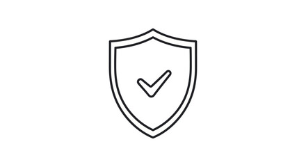 Simple Outline Shield Icon with Check Mark Symbol.