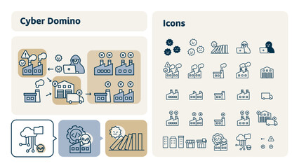 A collection of Cyber ​​Domino illustrations and icons.
