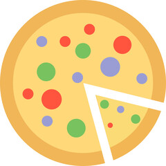 Pizza Icon – Rounded Line Style Food and Fast Food Vector