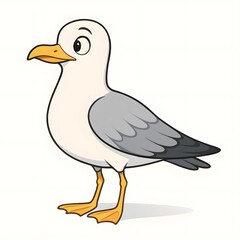 Obraz premium 갈매기, 좌측면, 애니메이션 아트, jpeg (Common gull, left side view, animation art, jpeg)