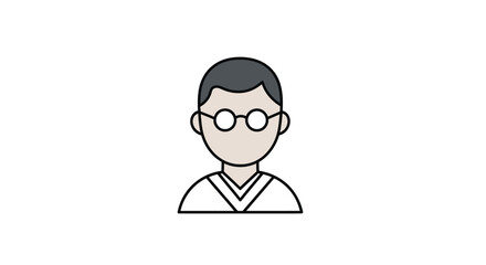 Simple cartoon icon of a person with round glasses.