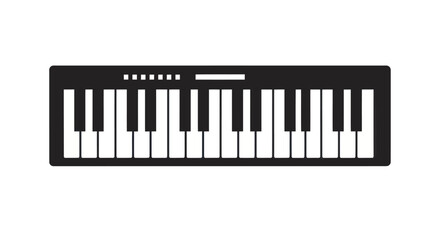 Fototapeta premium Silhouette of a Black and White Piano Keyboard Instrument.