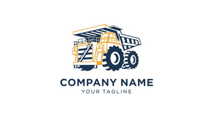 Heavy duty mining dump truck logo vector illustration for industrial company. © Anak