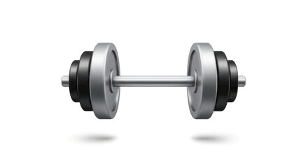 Silver Dumbbell with Black Weights for Fitness and Strength Training.