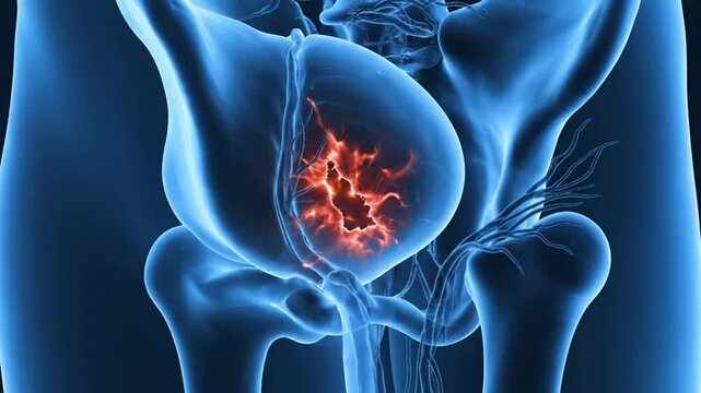 Medical 3D Animation of Bladder Cancer Tumor Growth.