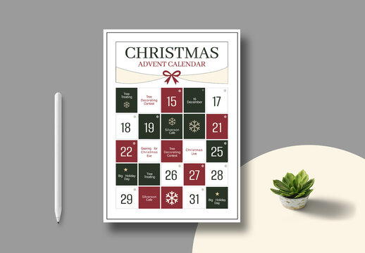Christmas Advent Calendar Flyer Template Layout
