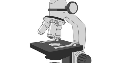 Detailed Illustration of a Laboratory Microscope for Scientific Research and Analysis.