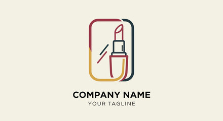 Modern lipstick and mirror logo design for a beauty company.