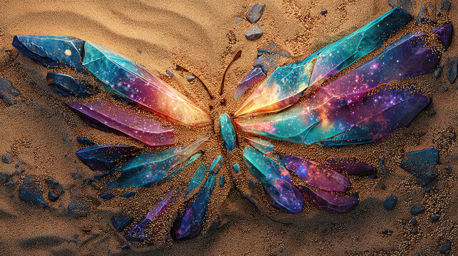Cosmic Butterfly in Sand Art