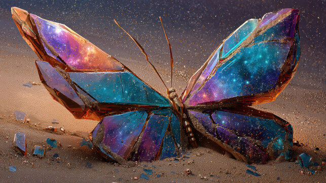 Cosmic Stained Glass Butterfly