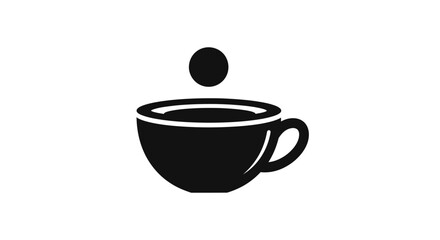 Black silhouette of a coffee cup with a drop falling into it.