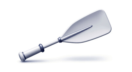 A single clean white oar with a silver band detail.