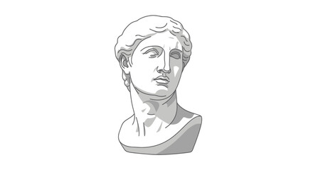 Classical Greek Roman Marble Bust Sculpture Drawing.