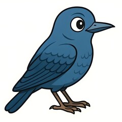 바다직박구리, 우측면, 애니메이션 아트, jpeg (Blue Rock Thrush, right side view, animation art, jpeg)