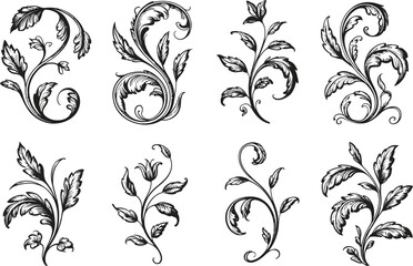 Ornamental Floral Vector Set &ndash; Vintage Swirl and Leaf Decorative Design Elements