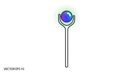 Glowing Orb Topped Staff with Stylized Handle.
