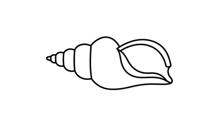 Simple Black and White Outline of a Seashell.