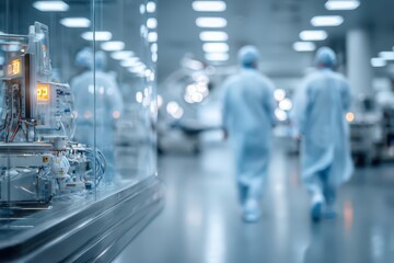 Fototapeta premium Cutting-Edge Medical Technology and Professionals in a Bright, Sterile Laboratory Setting