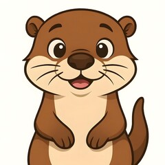 Fototapeta premium 수달, 정면, 클로즈업, 애니메이션 아트, jpeg (Otter, front view, close-up, animation art, jpeg)