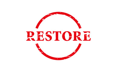 RESTORE - Red Rubber Stamp with text RESTORE
