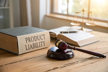 Product Liability Document with Gavel on Table in Legal Setting