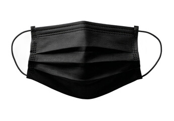 Black Medical Face Mask on Transparent Background for Healthcare and Safety Use