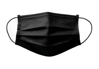 Black Medical Face Mask on Transparent Background for Healthcare and Safety Use