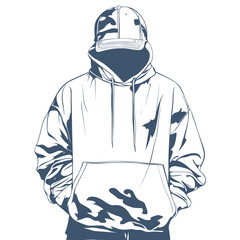 minimal vector illustration of streetwear with bold colors and a cityscape