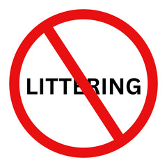 No Littering Prohibition Sign | Keep Clean Environment and Public Area Warning Symbol
