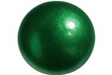 Green glossy reflective sphere with metallic shimmer creating abstract shiny surface and transparent background