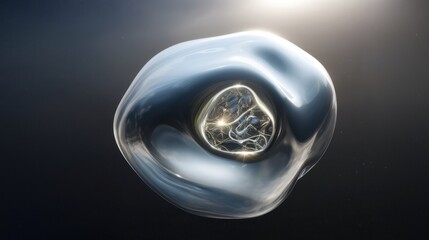 An abstract image of extraterrestrial life or artificial intelligence. Chrome plasma against a starry sky.