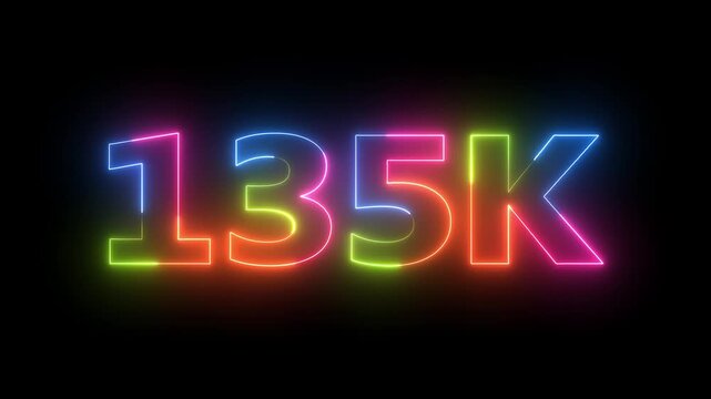 Dynamic 135K Neon Counter Motion Graphic Animation