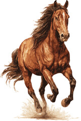 Obraz premium Galloping Chestnut: A Painterly Horse Illustration in Mid-Stride.