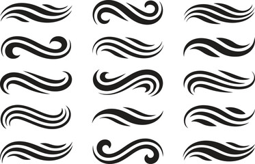 Fototapeta premium Abstract Swirl Vector Set – Decorative Wave and Flow Line Design Elements