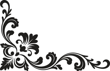 Ornate Floral Corner Vector – Elegant Vintage Swirl and Leaf Decorative Design Element