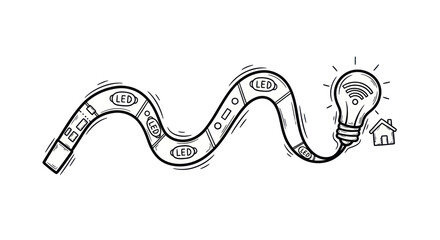 Hand-drawn LED Strip Connected to Smart Bulb with Wi-Fi.