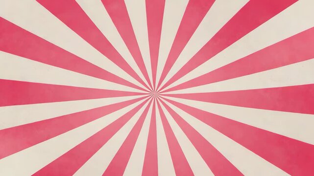 Vintage circus marquee background with pink radial rays on beige, retro carnival pattern with grunge paper texture, abstract poster template inspired by old pop art and classic fairground. Video