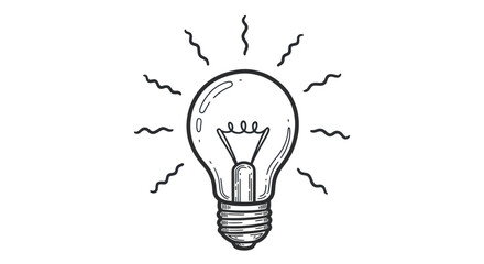 Hand-drawn sketch of a glowing incandescent light bulb symbolizing an idea.