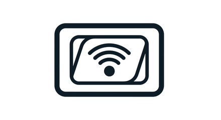 Wi-Fi Symbol in a Rectangular Frame Black and White Icon.