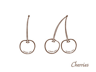 さくらんぼの手描きベクターイラスト