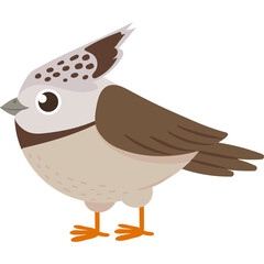 Charming Pixel Art Crested Bird with Brown and Tan Feathers Standing Proudly Against a Transparent Background Capturing a Whimsical Style