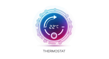 Digital Thermostat Display Showing 22 Degrees Celsius with Circular Arrow.