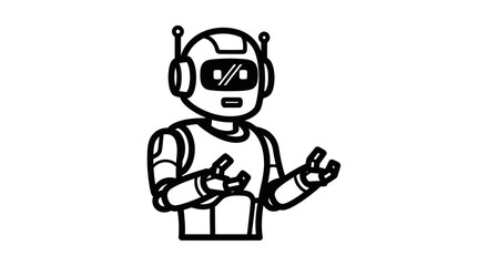 Cartoon Robot Illustration with Antennae and Screen Face.