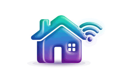 Colorful 3D Smart Home Wi-Fi Connectivity Icon.